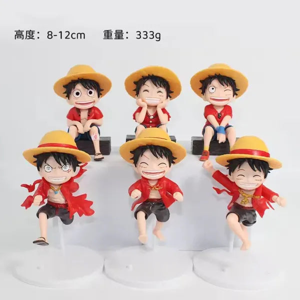 LUFFY HAPPY FACES 8-12CM 6PCS SET